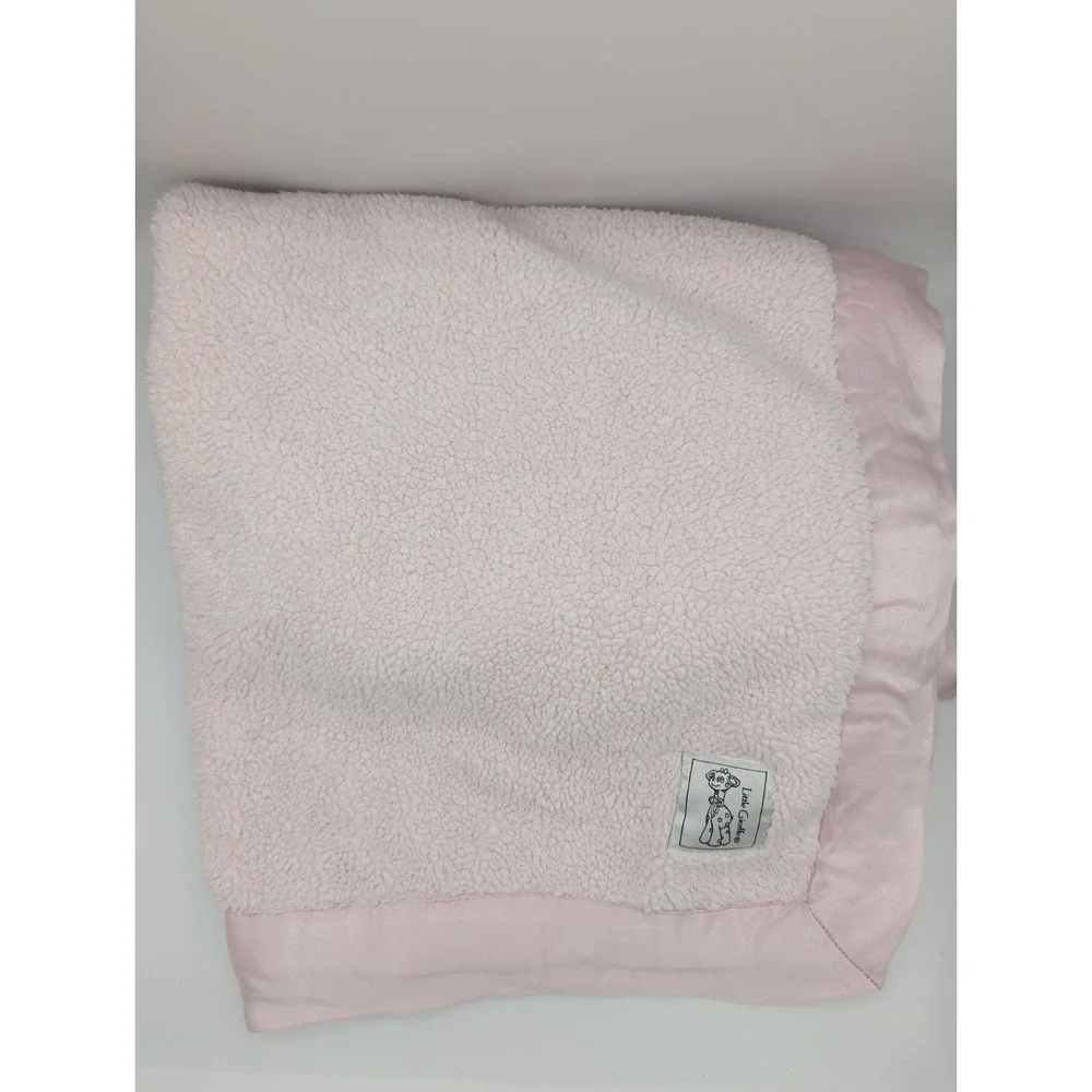Little Giraffe Pink Baby Blanket Satin Edge 35x29 Chenille Security Lovie Luvie